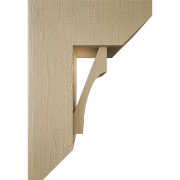 Ekena Millwork - BKTUR0756X18X26WTL06RCPR - Timberthane Faux Wood Westlake Style Bracket w/ Offset Brace, Slat Ends, 7 1/2"W x 18"D x 26"H, Primed Tan