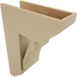 Ekena Millwork - BKTUR0756X18X26WTL06RCPR - Timberthane Faux Wood Westlake Style Bracket w/ Offset Brace, Slat Ends, 7 1/2"W x 18"D x 26"H, Primed Tan