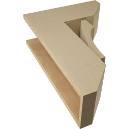 Ekena Millwork - BKTUR0756X18X26WTL06RCPR - Timberthane Faux Wood Westlake Style Bracket w/ Offset Brace, Slat Ends, 7 1/2"W x 18"D x 26"H, Primed Tan