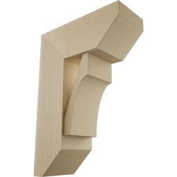 Ekena Millwork - BKTUR0756X18X26WTL06RCPR - Timberthane Faux Wood Westlake Style Bracket w/ Offset Brace, Slat Ends, 7 1/2"W x 18"D x 26"H, Primed Tan