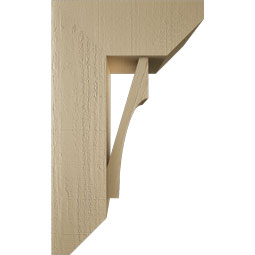 Ekena Millwork - BKTUR0756X18X30WTL06RCPR - Timberthane Faux Wood Westlake Style Bracket w/ Offset Brace, Slat Ends, 7 1/2"W x 18"D x 30"H, Primed Tan