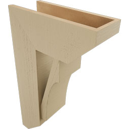 Ekena Millwork - BKTUR0756X18X30WTL06RCPR - Timberthane Faux Wood Westlake Style Bracket w/ Offset Brace, Slat Ends, 7 1/2"W x 18"D x 30"H, Primed Tan