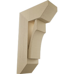 Ekena Millwork - BKTUR0756X18X30WTL06RCPR - Timberthane Faux Wood Westlake Style Bracket w/ Offset Brace, Slat Ends, 7 1/2"W x 18"D x 30"H, Primed Tan