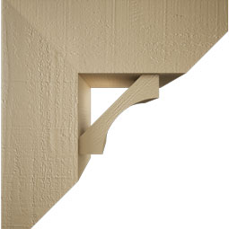 Ekena Millwork - BKTUR0756X20X20WTL06RCPR - Timberthane Faux Wood Westlake Style Bracket w/ Offset Brace, Slat Ends, 7 1/2"W x 20"D x 20"H, Primed Tan