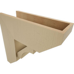 Ekena Millwork - BKTUR0756X20X20WTL06RCPR - Timberthane Faux Wood Westlake Style Bracket w/ Offset Brace, Slat Ends, 7 1/2"W x 20"D x 20"H, Primed Tan