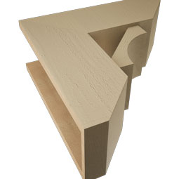 Ekena Millwork - BKTUR0756X20X20WTL06RCPR - Timberthane Faux Wood Westlake Style Bracket w/ Offset Brace, Slat Ends, 7 1/2"W x 20"D x 20"H, Primed Tan