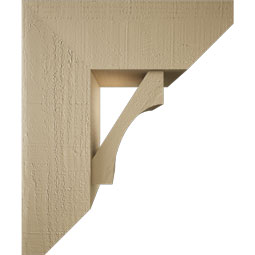 Ekena Millwork - BKTUR0756X20X24WTL06RCPR - Timberthane Faux Wood Westlake Style Bracket w/ Offset Brace, Slat Ends, 7 1/2"W x 20"D x 24"H, Primed Tan