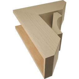 Ekena Millwork - BKTUR0756X20X24WTL06RCPR - Timberthane Faux Wood Westlake Style Bracket w/ Offset Brace, Slat Ends, 7 1/2"W x 20"D x 24"H, Primed Tan