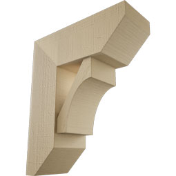 Ekena Millwork - BKTUR0756X20X24WTL06RCPR - Timberthane Faux Wood Westlake Style Bracket w/ Offset Brace, Slat Ends, 7 1/2"W x 20"D x 24"H, Primed Tan