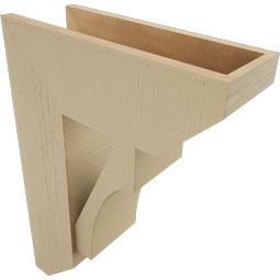 Ekena Millwork - BKTUR0756X20X28WTL06RCPR - Timberthane Faux Wood Westlake Style Bracket w/ Offset Brace, Slat Ends, 7 1/2"W x 20"D x 28"H, Primed Tan
