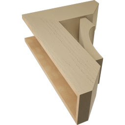 Ekena Millwork - BKTUR0756X20X28WTL06RCPR - Timberthane Faux Wood Westlake Style Bracket w/ Offset Brace, Slat Ends, 7 1/2"W x 20"D x 28"H, Primed Tan