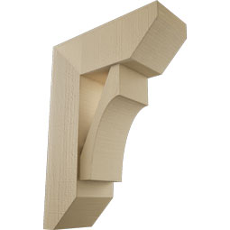 Ekena Millwork - BKTUR0756X20X28WTL06RCPR - Timberthane Faux Wood Westlake Style Bracket w/ Offset Brace, Slat Ends, 7 1/2"W x 20"D x 28"H, Primed Tan