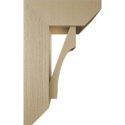 Ekena Millwork - BKTUR0756X20X32WTL06RCPR - Timberthane Faux Wood Westlake Style Bracket w/ Offset Brace, Slat Ends, 7 1/2"W x 20"D x 32"H, Primed Tan