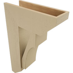 Ekena Millwork - BKTUR0756X20X32WTL06RCPR - Timberthane Faux Wood Westlake Style Bracket w/ Offset Brace, Slat Ends, 7 1/2"W x 20"D x 32"H, Primed Tan