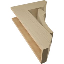 Ekena Millwork - BKTUR0756X20X32WTL06RCPR - Timberthane Faux Wood Westlake Style Bracket w/ Offset Brace, Slat Ends, 7 1/2"W x 20"D x 32"H, Primed Tan