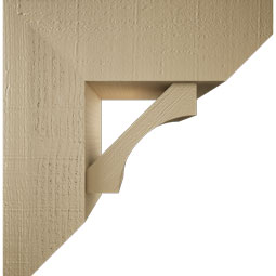 Ekena Millwork - BKTUR0756X22X22WTL06RCPR - Timberthane Faux Wood Westlake Style Bracket w/ Offset Brace, Slat Ends, 7 1/2"W x 22"D x 22"H, Primed Tan