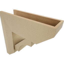 Ekena Millwork - BKTUR0756X22X22WTL06RCPR - Timberthane Faux Wood Westlake Style Bracket w/ Offset Brace, Slat Ends, 7 1/2"W x 22"D x 22"H, Primed Tan