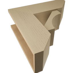 Ekena Millwork - BKTUR0756X22X22WTL06RCPR - Timberthane Faux Wood Westlake Style Bracket w/ Offset Brace, Slat Ends, 7 1/2"W x 22"D x 22"H, Primed Tan