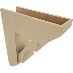 Ekena Millwork - BKTUR0756X22X26WTL06RCPR - Timberthane Faux Wood Westlake Style Bracket w/ Offset Brace, Slat Ends, 7 1/2"W x 22"D x 26"H, Primed Tan