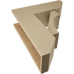 Ekena Millwork - BKTUR0756X22X26WTL06RCPR - Timberthane Faux Wood Westlake Style Bracket w/ Offset Brace, Slat Ends, 7 1/2"W x 22"D x 26"H, Primed Tan