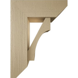 Ekena Millwork - BKTUR0756X22X30WTL06RCPR - Timberthane Faux Wood Westlake Style Bracket w/ Offset Brace, Slat Ends, 7 1/2"W x 22"D x 30"H, Primed Tan