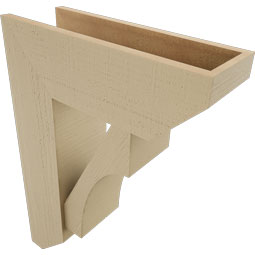 Ekena Millwork - BKTUR0756X22X30WTL06RCPR - Timberthane Faux Wood Westlake Style Bracket w/ Offset Brace, Slat Ends, 7 1/2"W x 22"D x 30"H, Primed Tan