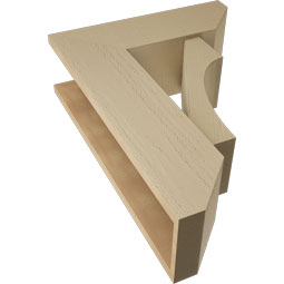 Ekena Millwork - BKTUR0756X22X30WTL06RCPR - Timberthane Faux Wood Westlake Style Bracket w/ Offset Brace, Slat Ends, 7 1/2"W x 22"D x 30"H, Primed Tan