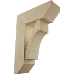 Ekena Millwork - BKTUR0756X22X30WTL06RCPR - Timberthane Faux Wood Westlake Style Bracket w/ Offset Brace, Slat Ends, 7 1/2"W x 22"D x 30"H, Primed Tan