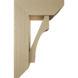 Ekena Millwork - BKTUR0756X22X34WTL06RCPR - Timberthane Faux Wood Westlake Style Bracket w/ Offset Brace, Slat Ends, 7 1/2"W x 22"D x 34"H, Primed Tan