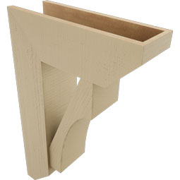 Ekena Millwork - BKTUR0756X22X34WTL06RCPR - Timberthane Faux Wood Westlake Style Bracket w/ Offset Brace, Slat Ends, 7 1/2"W x 22"D x 34"H, Primed Tan