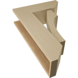 Ekena Millwork - BKTUR0756X22X34WTL06RCPR - Timberthane Faux Wood Westlake Style Bracket w/ Offset Brace, Slat Ends, 7 1/2"W x 22"D x 34"H, Primed Tan