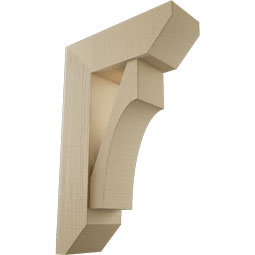 Ekena Millwork - BKTUR0756X22X34WTL06RCPR - Timberthane Faux Wood Westlake Style Bracket w/ Offset Brace, Slat Ends, 7 1/2"W x 22"D x 34"H, Primed Tan