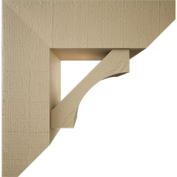 Ekena Millwork - BKTUR0756X24X24WTL06RCPR - Timberthane Faux Wood Westlake Style Bracket w/ Offset Brace, Slat Ends, 7 1/2"W x 24"D x 24"H, Primed Tan