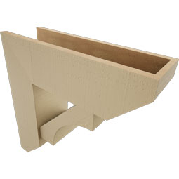 Ekena Millwork - BKTUR0756X24X24WTL06RCPR - Timberthane Faux Wood Westlake Style Bracket w/ Offset Brace, Slat Ends, 7 1/2"W x 24"D x 24"H, Primed Tan