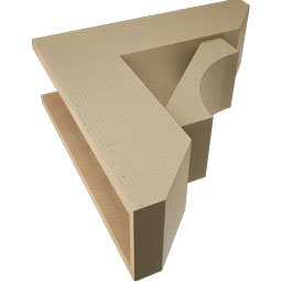 Ekena Millwork - BKTUR0756X24X24WTL06RCPR - Timberthane Faux Wood Westlake Style Bracket w/ Offset Brace, Slat Ends, 7 1/2"W x 24"D x 24"H, Primed Tan