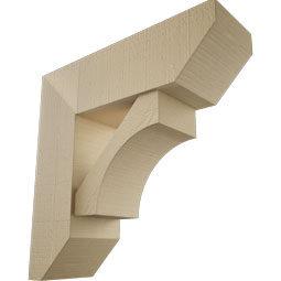 Ekena Millwork - BKTUR0756X24X24WTL06RCPR - Timberthane Faux Wood Westlake Style Bracket w/ Offset Brace, Slat Ends, 7 1/2"W x 24"D x 24"H, Primed Tan