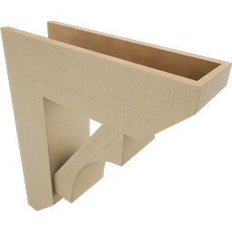 Ekena Millwork - BKTUR0756X24X28WTL06RCPR - Timberthane Faux Wood Westlake Style Bracket w/ Offset Brace, Slat Ends, 7 1/2"W x 24"D x 28"H, Primed Tan