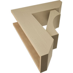 Ekena Millwork - BKTUR0756X24X28WTL06RCPR - Timberthane Faux Wood Westlake Style Bracket w/ Offset Brace, Slat Ends, 7 1/2"W x 24"D x 28"H, Primed Tan