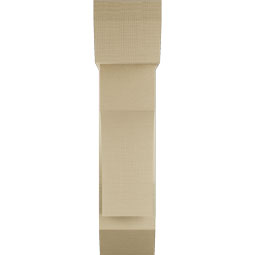 Ekena Millwork - BKTUR0756X24X32WTL06RCPR - Timberthane Faux Wood Westlake Style Bracket w/ Offset Brace, Slat Ends, 7 1/2"W x 24"D x 32"H, Primed Tan