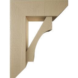 Ekena Millwork - BKTUR0756X24X32WTL06RCPR - Timberthane Faux Wood Westlake Style Bracket w/ Offset Brace, Slat Ends, 7 1/2"W x 24"D x 32"H, Primed Tan