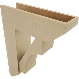 Ekena Millwork - BKTUR0756X24X32WTL06RCPR - Timberthane Faux Wood Westlake Style Bracket w/ Offset Brace, Slat Ends, 7 1/2"W x 24"D x 32"H, Primed Tan