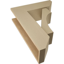 Ekena Millwork - BKTUR0756X24X32WTL06RCPR - Timberthane Faux Wood Westlake Style Bracket w/ Offset Brace, Slat Ends, 7 1/2"W x 24"D x 32"H, Primed Tan
