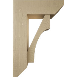 Ekena Millwork - BKTUR0756X24X36WTL06RCPR - Timberthane Faux Wood Westlake Style Bracket w/ Offset Brace, Slat Ends, 7 1/2"W x 24"D x 36"H, Primed Tan