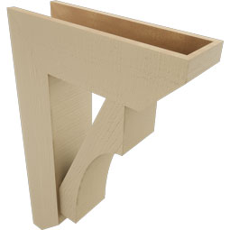Ekena Millwork - BKTUR0756X24X36WTL06RCPR - Timberthane Faux Wood Westlake Style Bracket w/ Offset Brace, Slat Ends, 7 1/2"W x 24"D x 36"H, Primed Tan