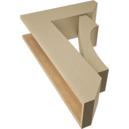 Ekena Millwork - BKTUR0756X24X36WTL06RCPR - Timberthane Faux Wood Westlake Style Bracket w/ Offset Brace, Slat Ends, 7 1/2"W x 24"D x 36"H, Primed Tan