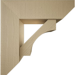 Ekena Millwork - BKTUR0756X26X26WTL06RCPR - Timberthane Faux Wood Westlake Style Bracket w/ Offset Brace, Slat Ends, 7 1/2"W x 26"D x 26"H, Primed Tan