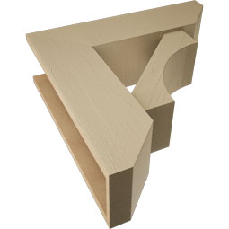Ekena Millwork - BKTUR0756X26X26WTL06RCPR - Timberthane Faux Wood Westlake Style Bracket w/ Offset Brace, Slat Ends, 7 1/2"W x 26"D x 26"H, Primed Tan