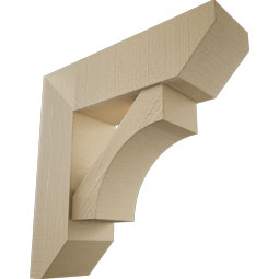 Ekena Millwork - BKTUR0756X26X26WTL06RCPR - Timberthane Faux Wood Westlake Style Bracket w/ Offset Brace, Slat Ends, 7 1/2"W x 26"D x 26"H, Primed Tan