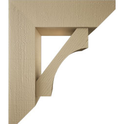 Ekena Millwork - BKTUR0756X26X30WTL06RCPR - Timberthane Faux Wood Westlake Style Bracket w/ Offset Brace, Slat Ends, 7 1/2"W x 26"D x 30"H, Primed Tan