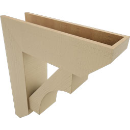 Ekena Millwork - BKTUR0756X26X30WTL06RCPR - Timberthane Faux Wood Westlake Style Bracket w/ Offset Brace, Slat Ends, 7 1/2"W x 26"D x 30"H, Primed Tan